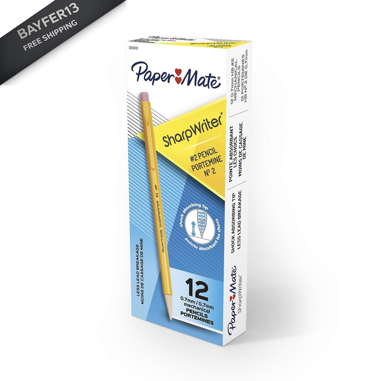 Paper Mate SharpWriter Mechanical Pencils, 12 Count (Pack of 1), Goldenrod