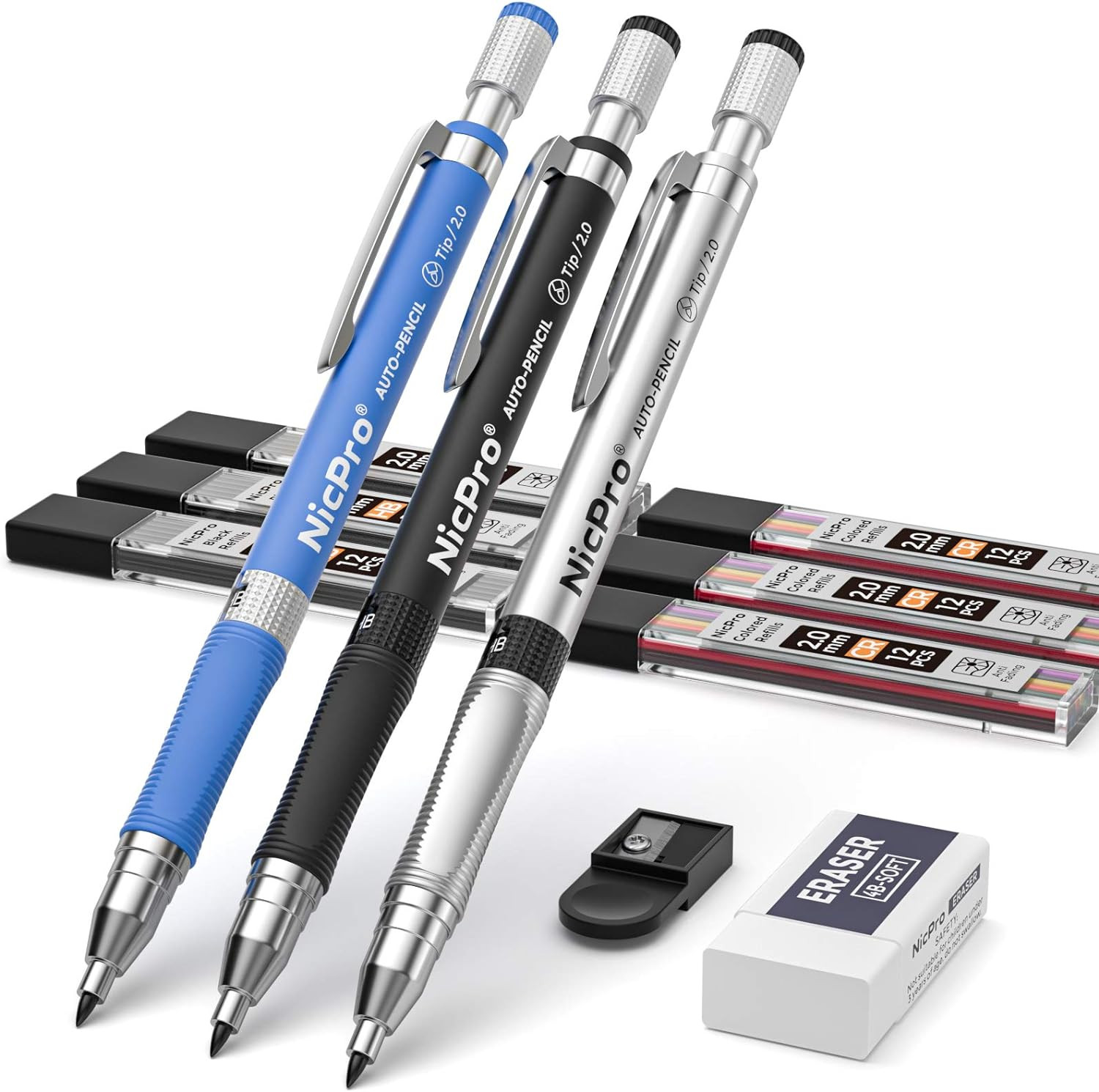 2mm Mechanical Pencil Set for Art, Drafting, and Sketching