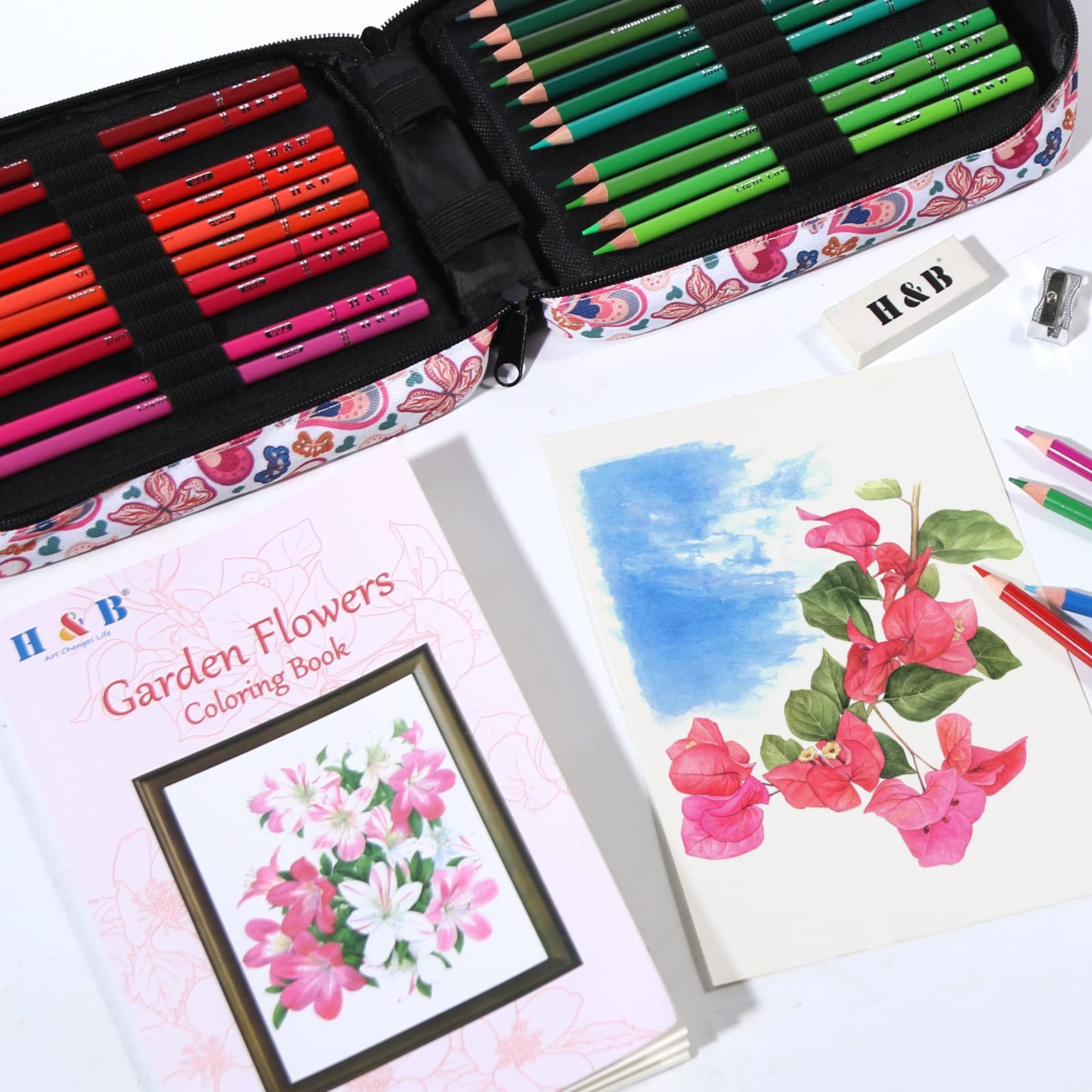 H & B 72 Colored Soft-core Coloring Pencils Set, Carry a 72 Pcs, 72 Colors