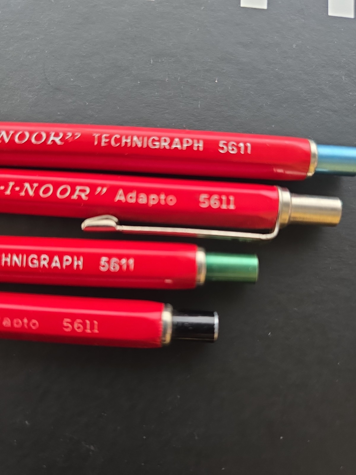 Vintage Koh-I-Noor Adapto 5611 Lead Holder Drafting Pencil Italy Set of 4