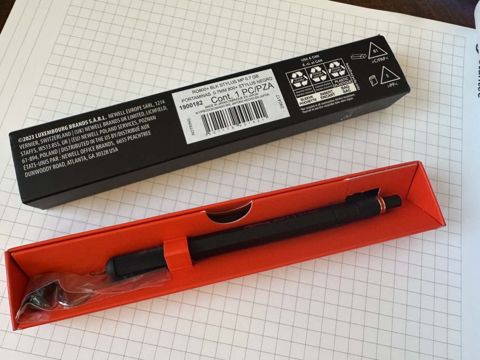 Rotring 800 Retractable Mechanical Pencil 0.7 mm Black