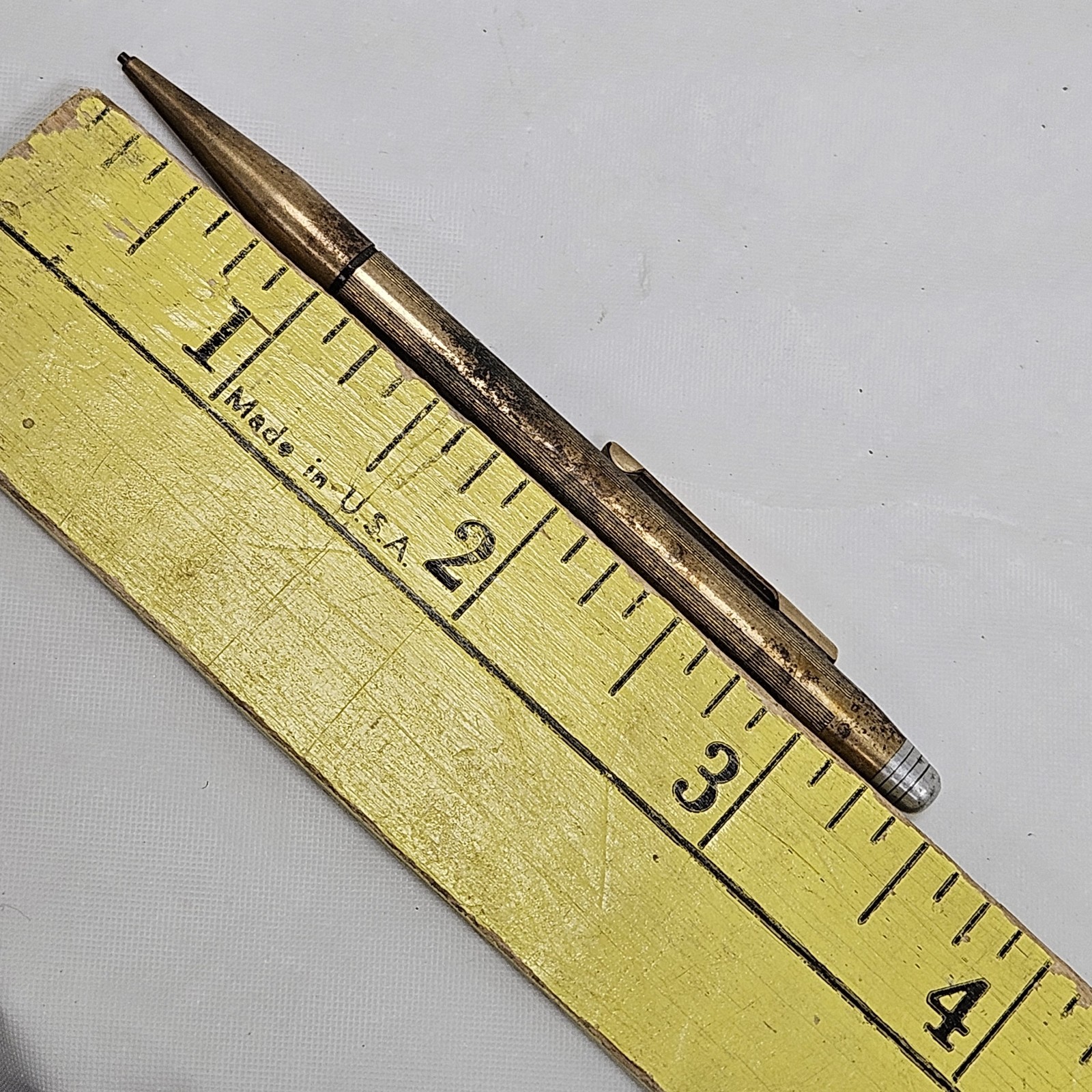 Vintage AXT Gold Tone Mechanical Lead Mini Pencil Art Deco Made In USA