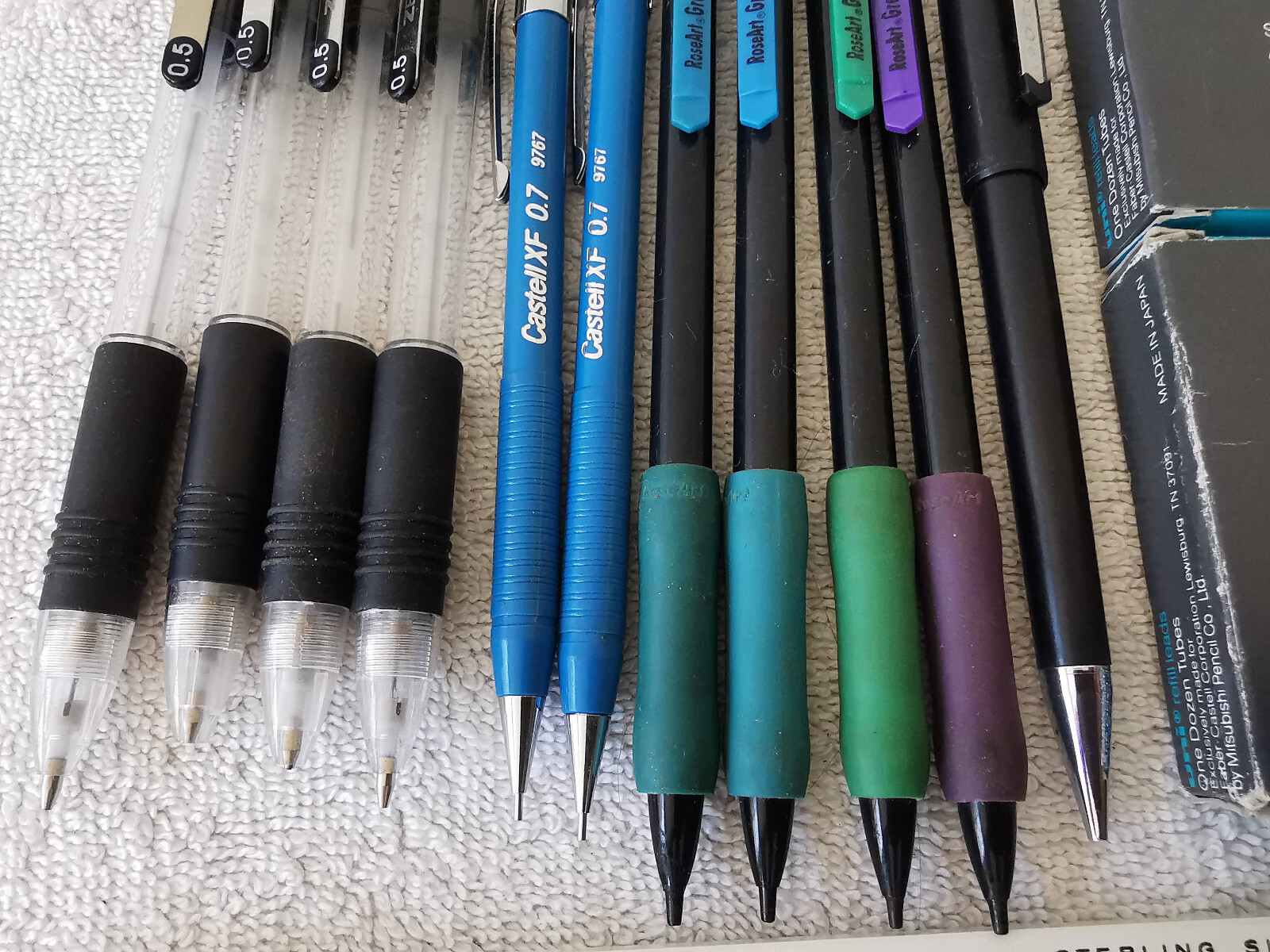 Huge Lot Mechanical Pencils Leads Erasers Zebra Castell RoseArt K+E Paper Mate