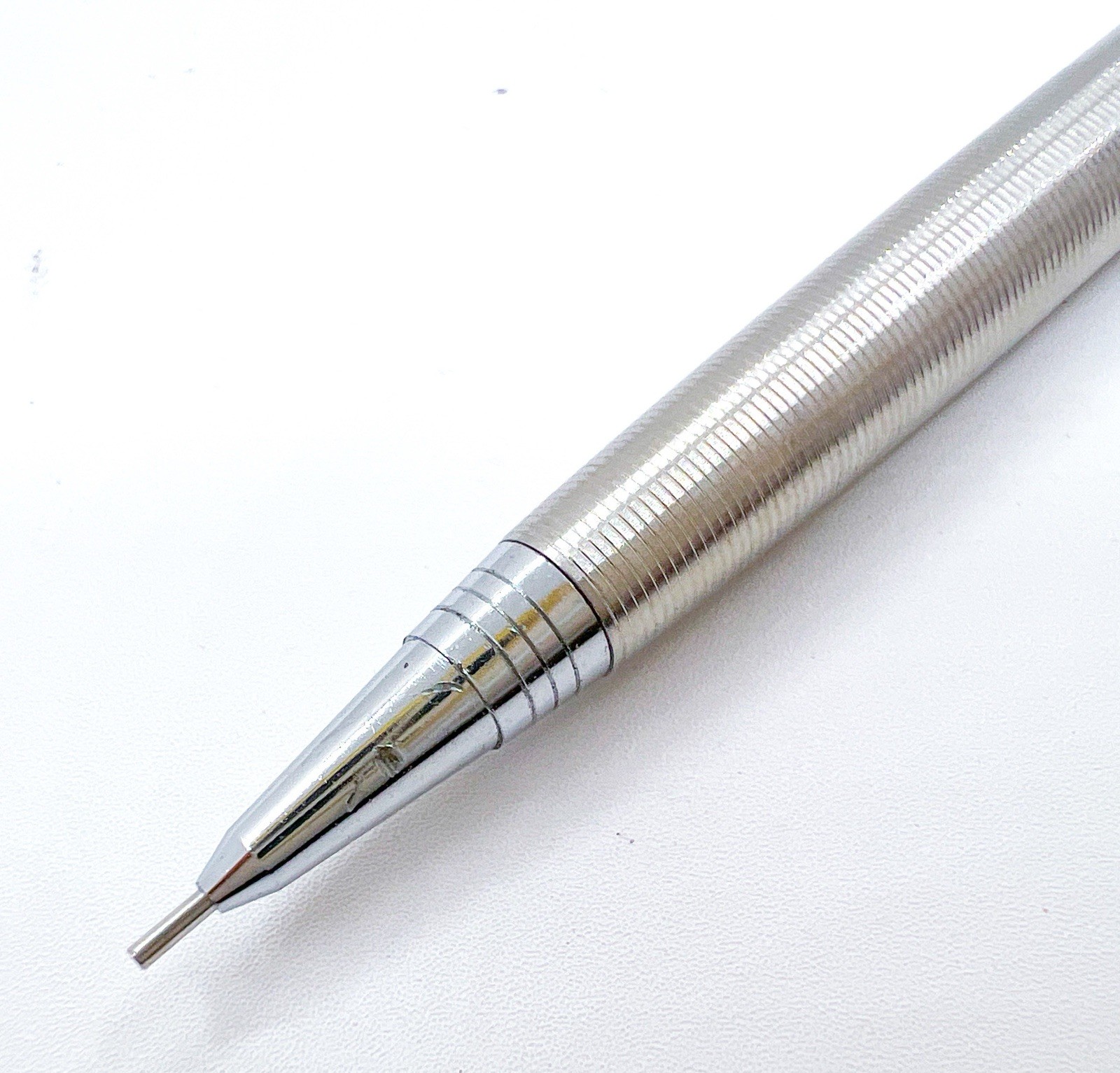 Platinum Mechanical Pencil 0.5 mm Steel Gold Trim Push Cap Functional Japan