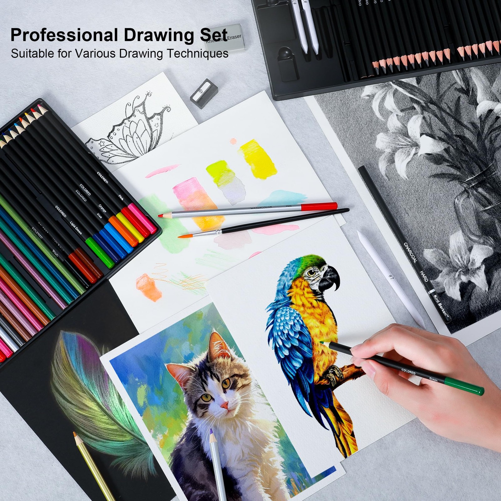 Kird Barken 70 PCS Art Supply Drawing Set, 70 Count (Pack of 1), Multicolor