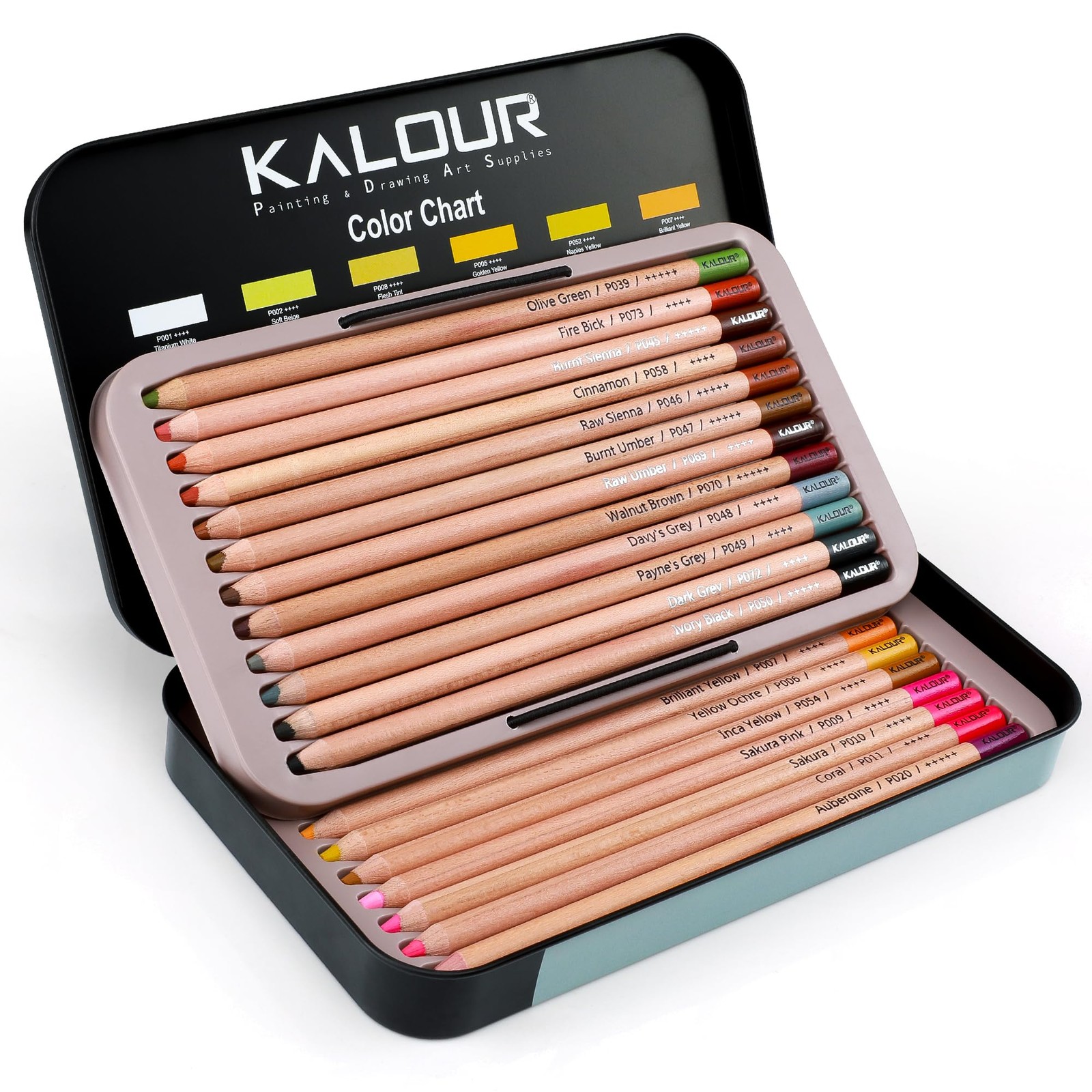 KALOUR Pro Pastel Chalk Colored Pencils,24 24 Count (Pack of 1), Multicolor