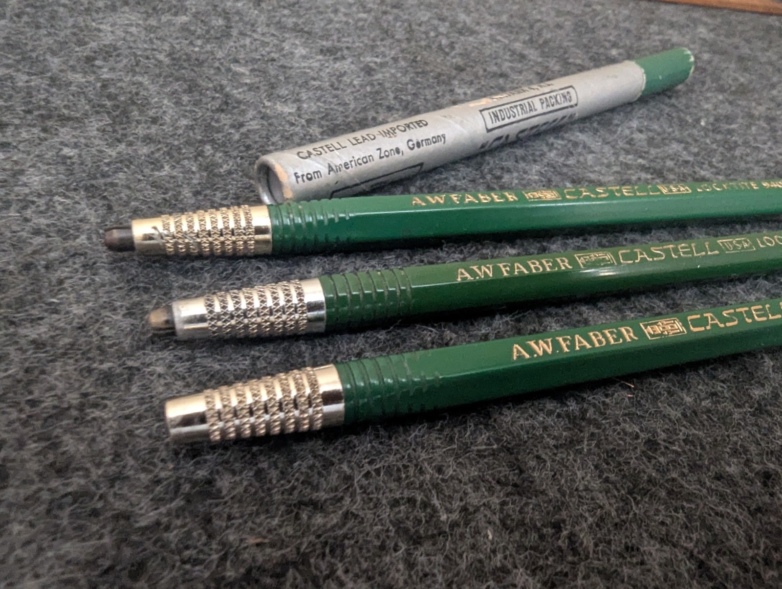 lot of 3 A. W. Faber-Castell 9400 Dark Green Locktite Mechanical Pencil JM