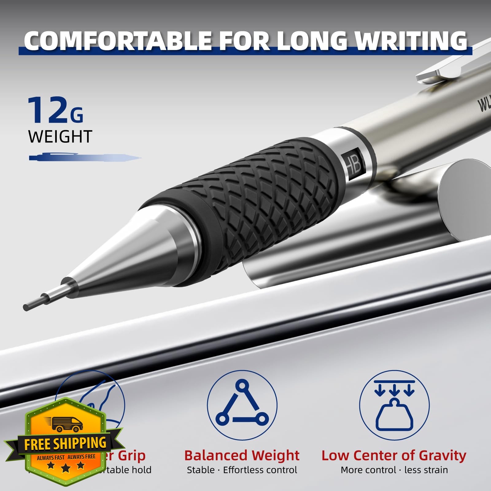 WUO 0.9mm Mechanical Pencil 3 Pack