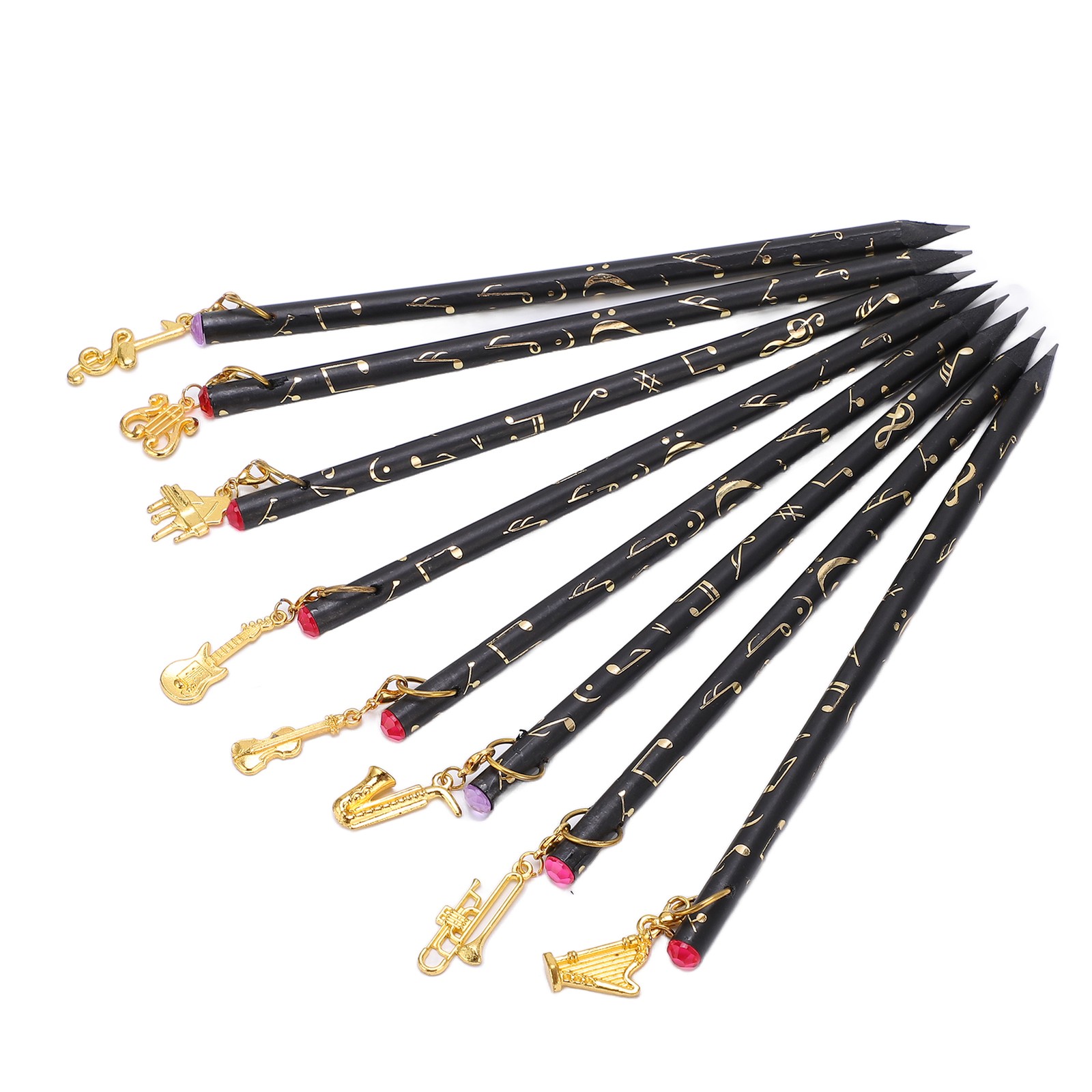 8Pcs Music Pencil Musical Note Stationery Set Kit With Pendant For Painting