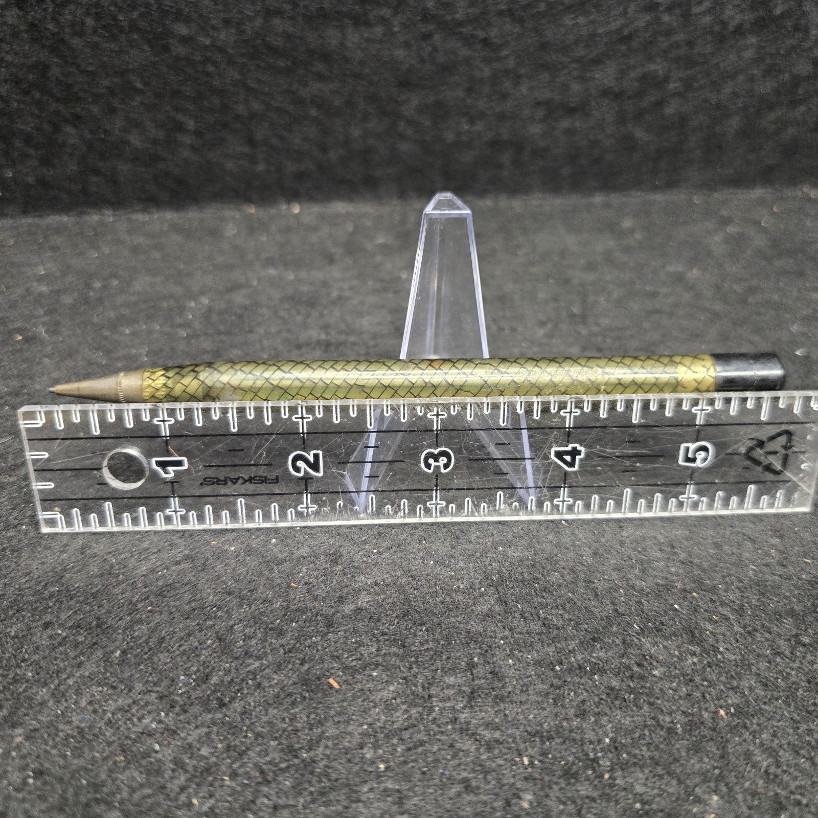Vintage Wearever Mechanical Pencil Green Gold Lizard Skin Grid Pattern 1940s