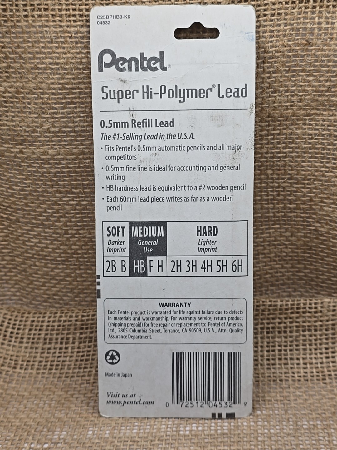 NOS Pentel Super Hi-Polymer Lead Refill 0.5Mm Fine HB 90 Leads C15BPHB-K6