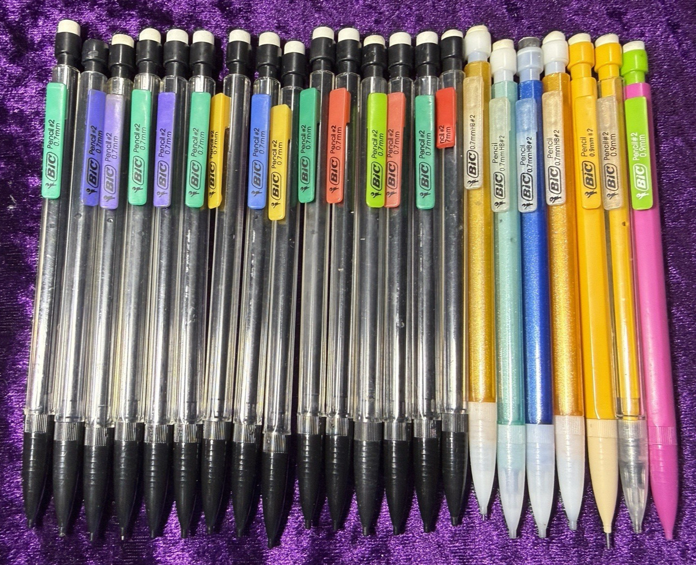 Bic Mechanical Pencil Lot 0.7mm 0.9mm Assorted Sparkle Clear Xtra Smooth