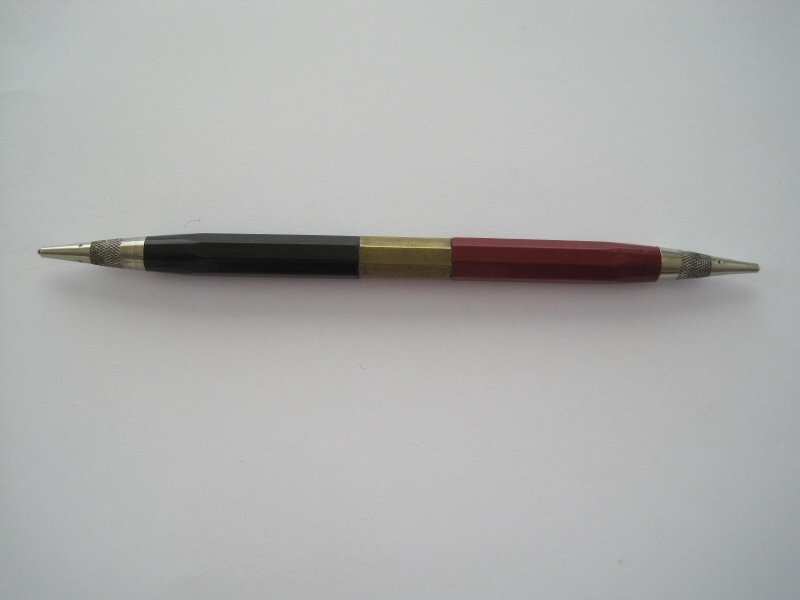 Mechanical Pencil Red and White Brass Tone Center Piece Unbranded
