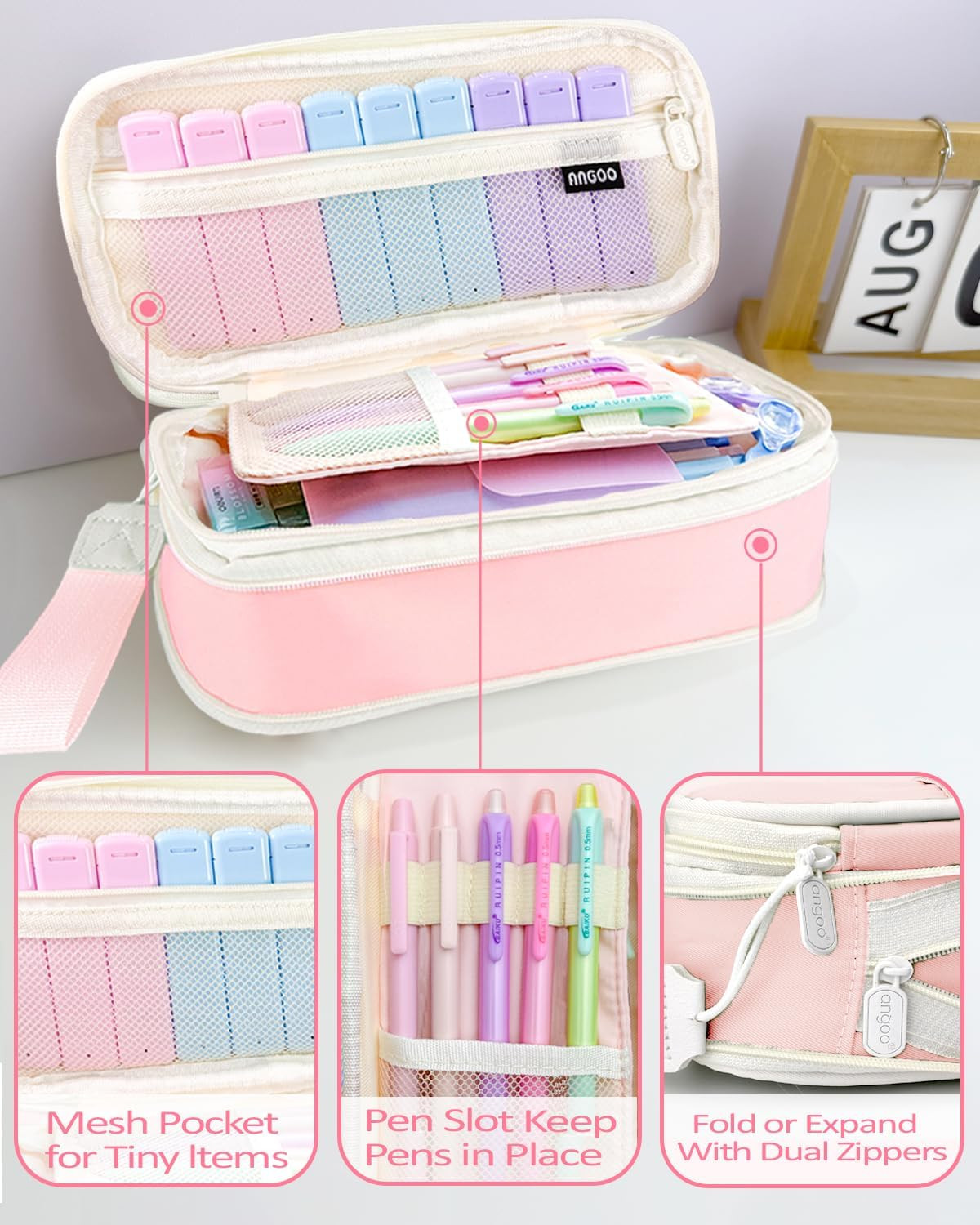 Mechanical Pencil Set with Pink Pencil Case,12X Pastel Mechanical Pencil 0.5Mm-2