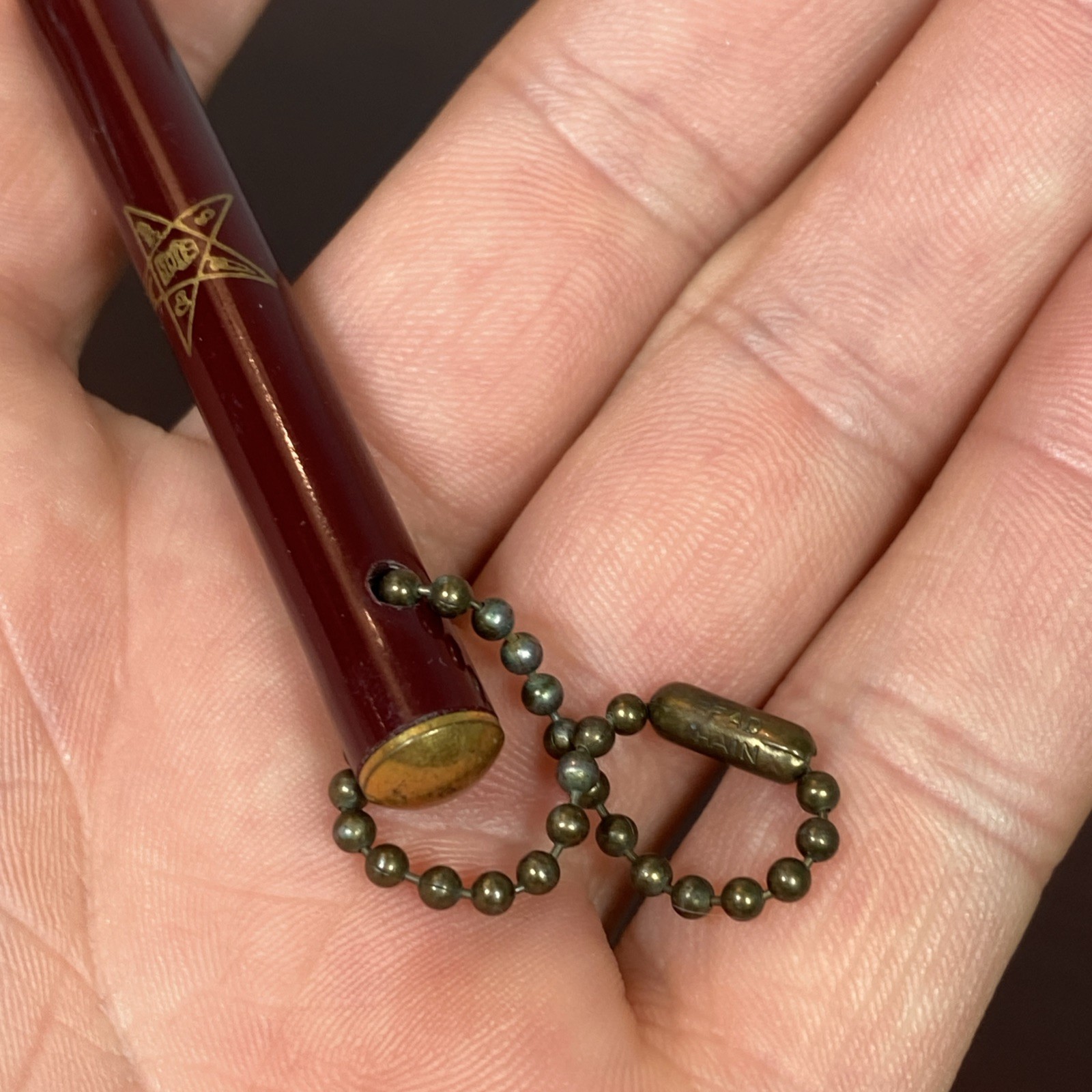 Masonic OES Order Of The Eastern Star Mechanical Pencil VTG Keychain Bead Chain