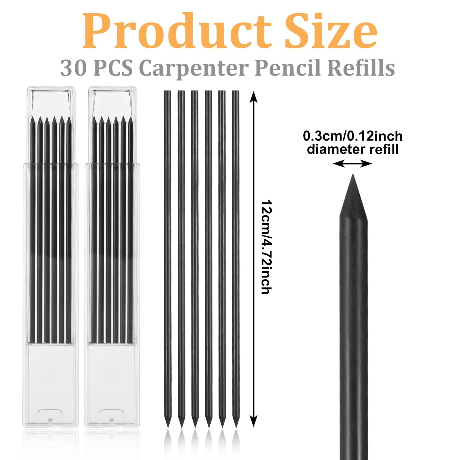 YQQYG 30 PCS Dry Pencil Refills, 2.8 mm Mechanical Pencil Refill, Black Pica …