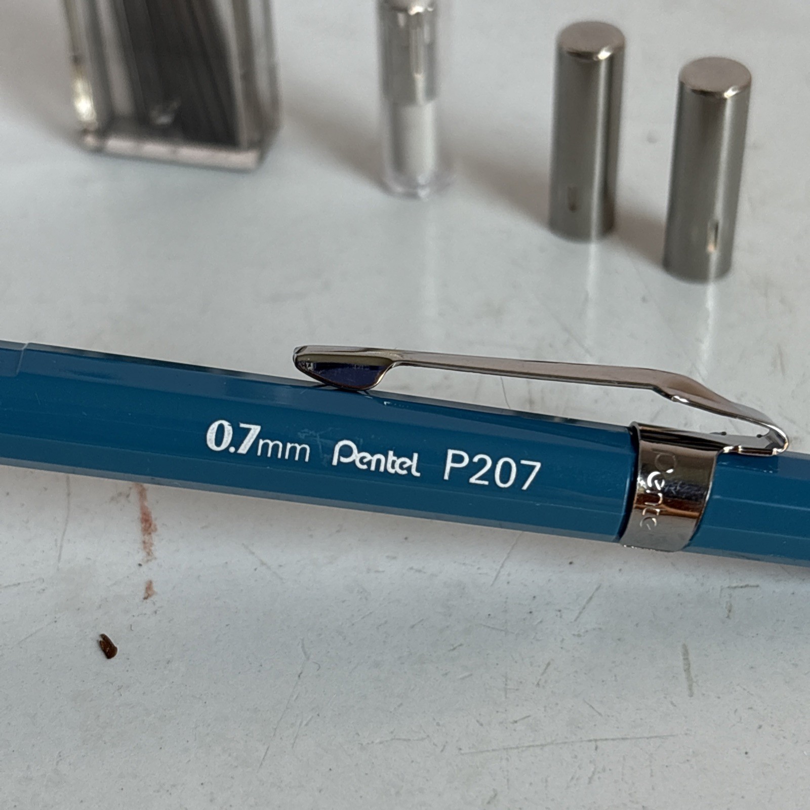 Vintage Blue Pentel P207 Mechanical Pencil .7mm Japan Working With Extras