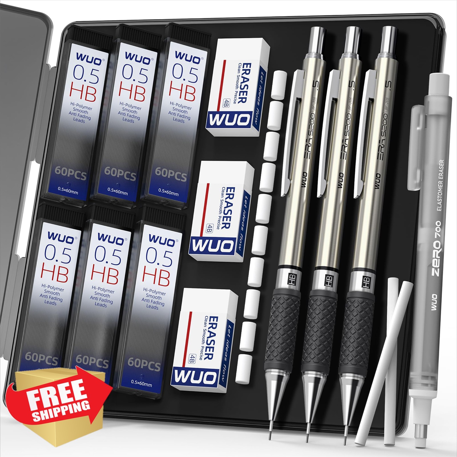 WUO 3 Pack 0.5mm Mechanical Pencil Set