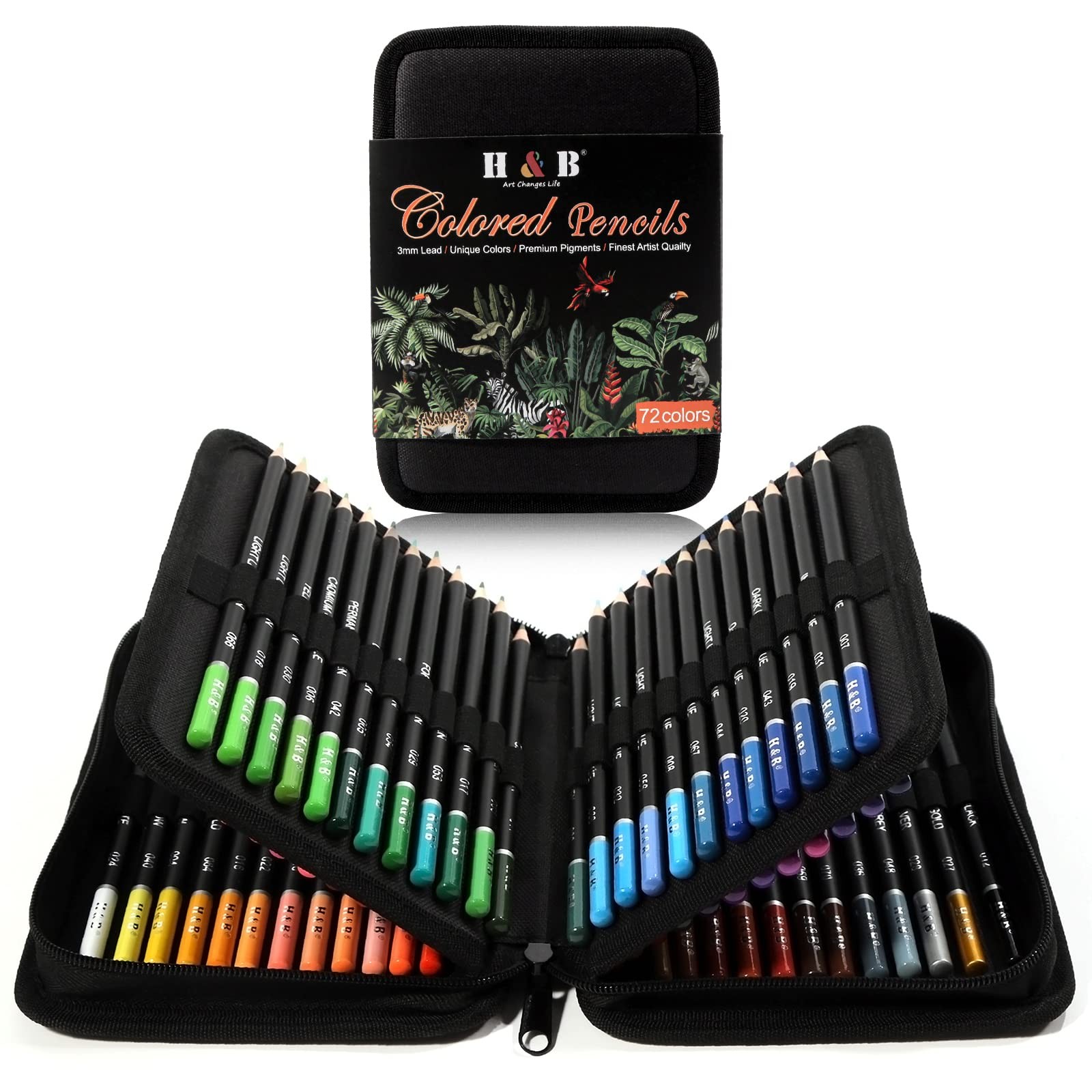 H & B 72 Colored Pencils Kit, Oil-Based Soft 72 Count (Pack of 1), Multicolor