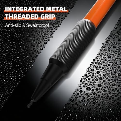 1.3mm Mechanical Pencil Set with 72 Lead Refill, 3 Eraser, 20 3 Pack (Orange)