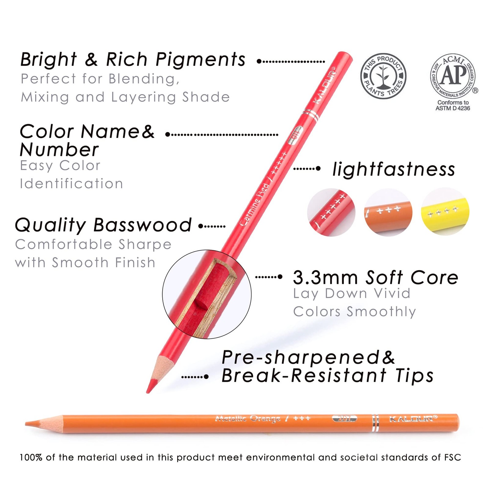KALOUR 72 Colored Pencils for Adult Coloring 72 Count (Pack of 1), Pink