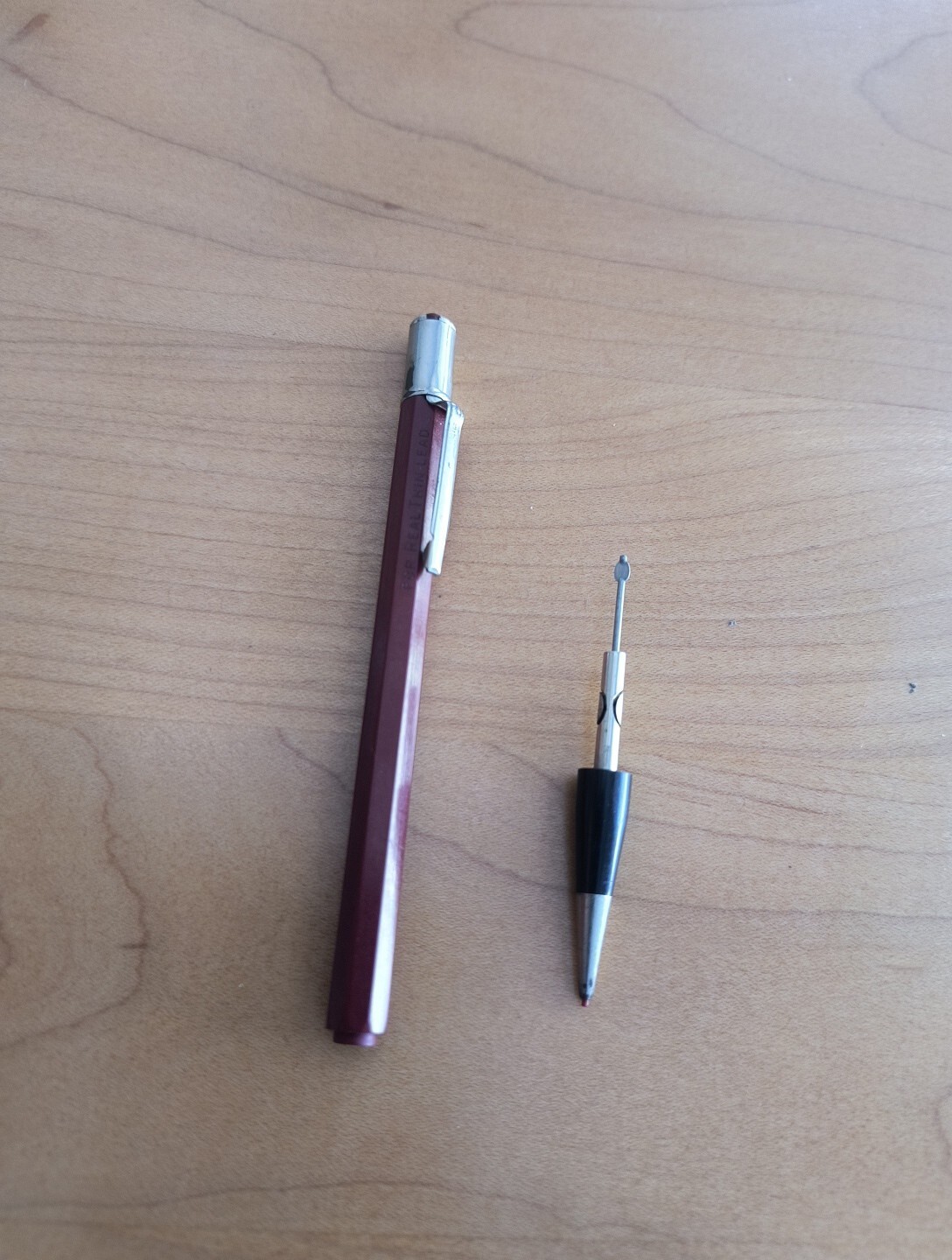VTG 1960’s Autopoint 0.9mm For Real Thin Lead, Mech Pencil. Burgundy & Black