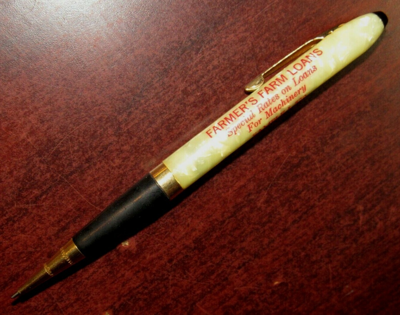 Vintage Sample Farmers Farm Loans Pearl Mottled Mechanical Pencil