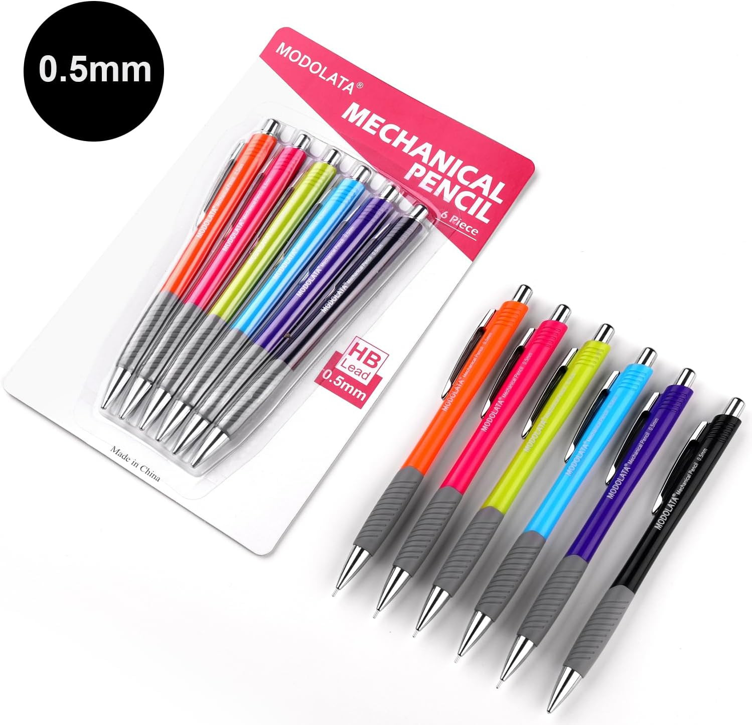 6PCS 0.5mm Mechanical Pencil Set HB Lead Writing Drawing Sketching Kit