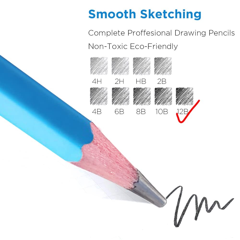 HAIHAOMUM Sketch Pencils for Drawing 12B, 12pcs 1 Count (Pack of 12), Black