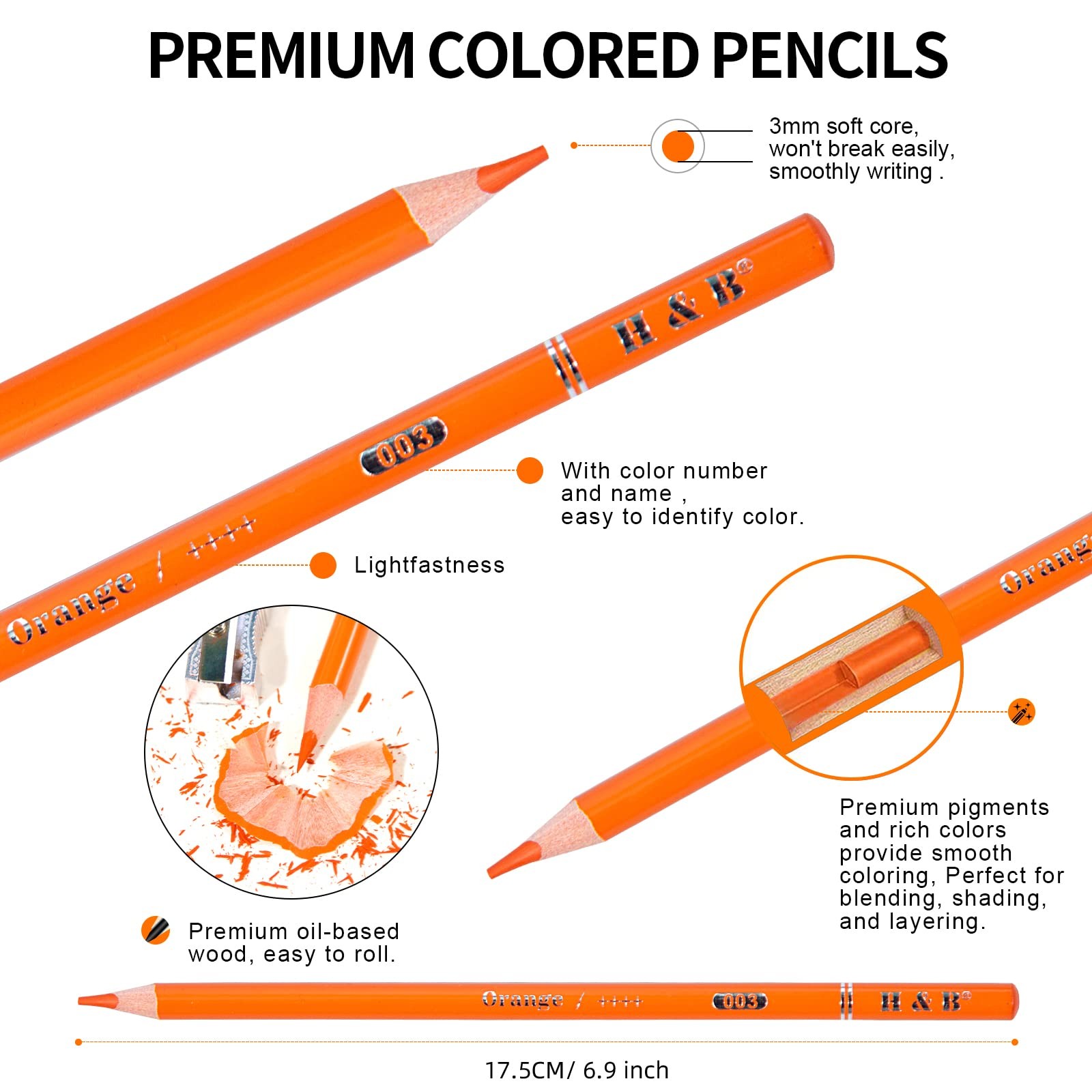 H & B 72 Colored Soft-core Coloring Pencils Set, Carry a 72 Pcs, 72 Colors