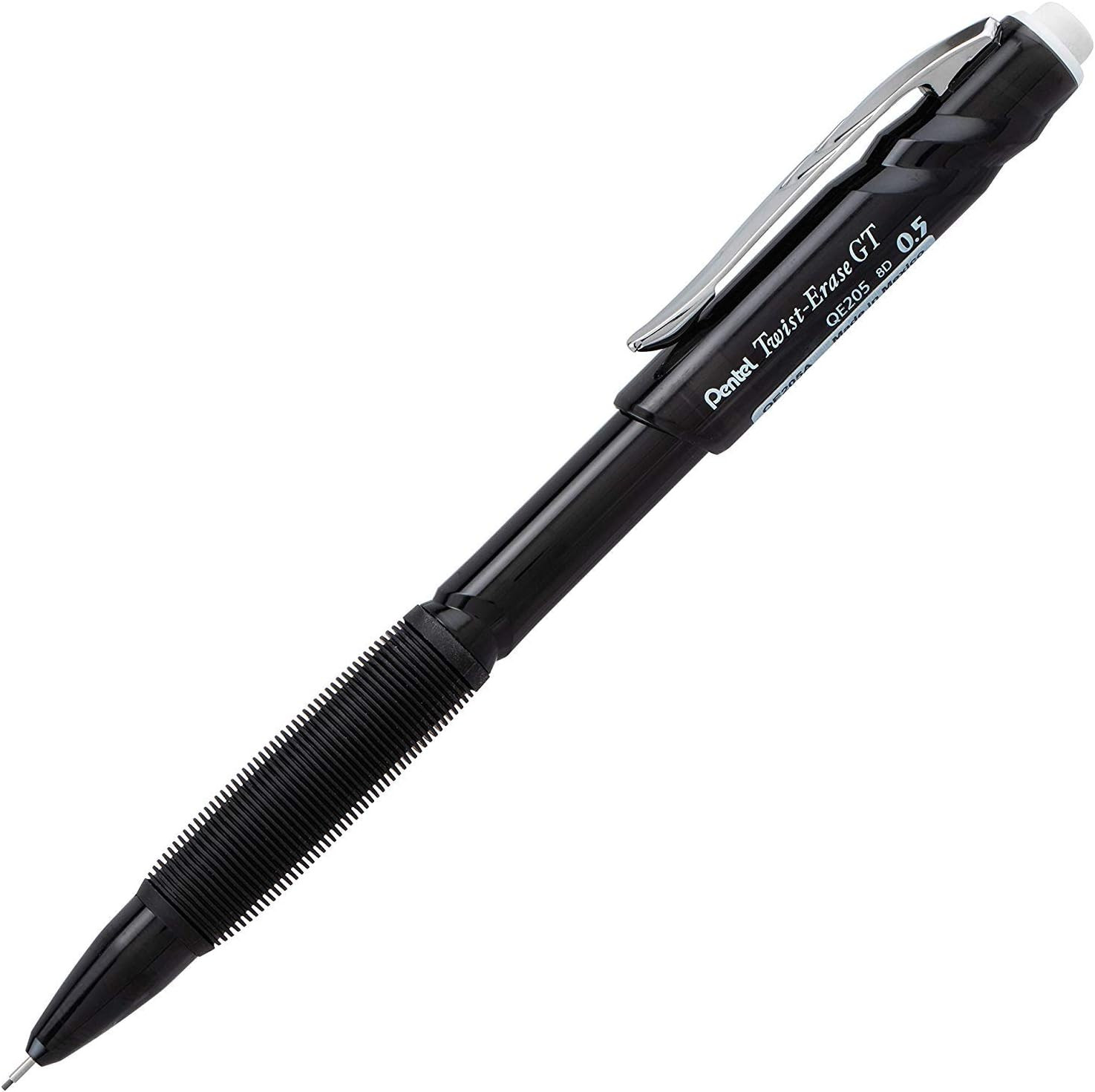 Twist-Erase GT, 0.5Mm, Mechanical Pencil Transparent Black Barrel, Box of 12 (QE