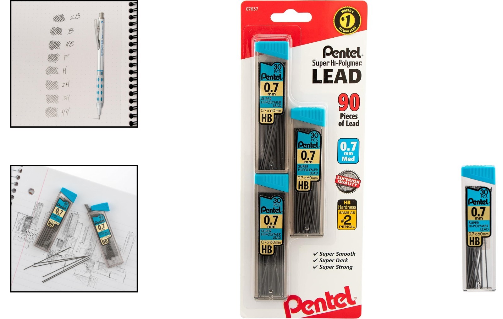 Durable 0.7mm HB Mechanical Pencil Lead Refills in Black, Total of 90 Count