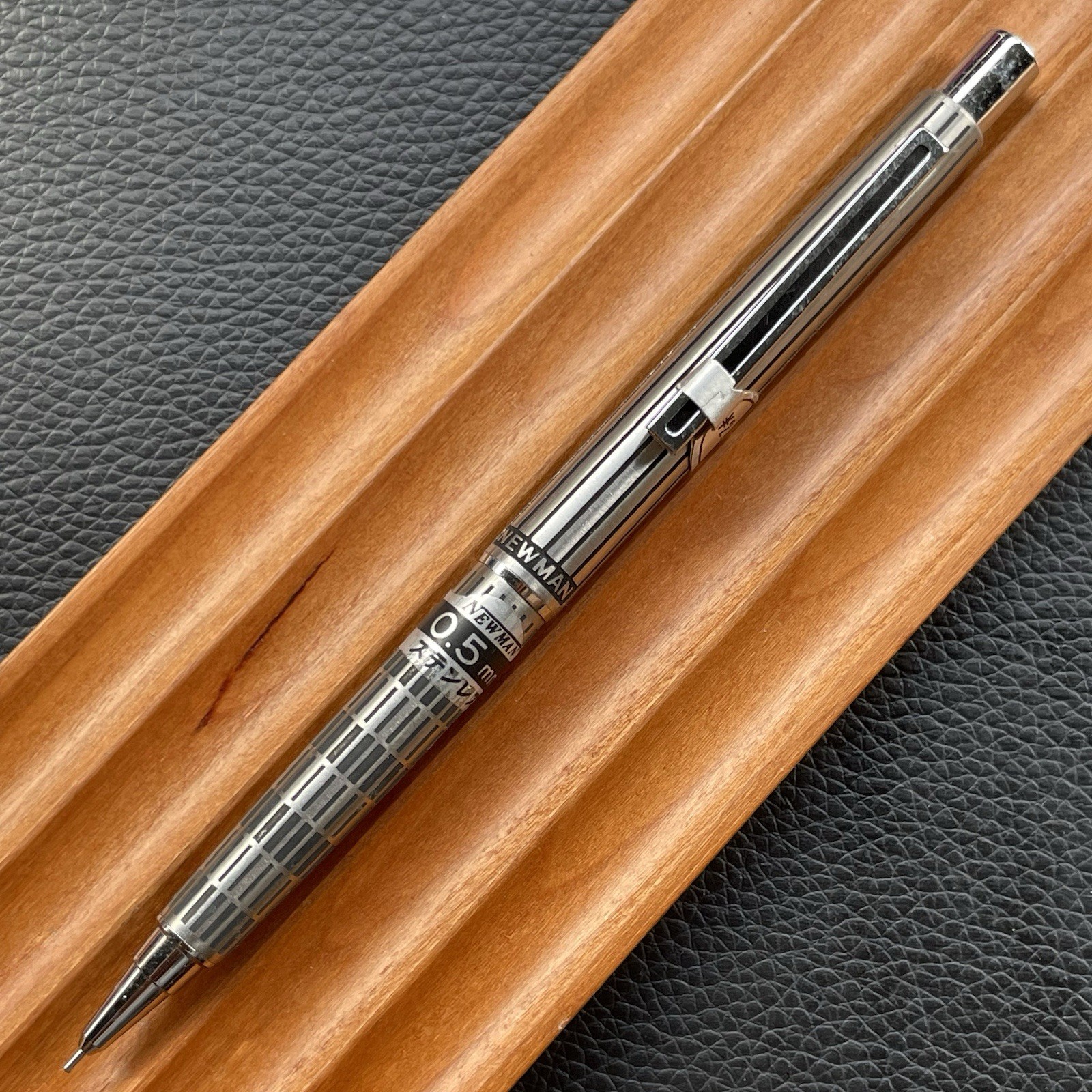 Newman Mechanical Pencil Etched Stainless Steel Barrel 0.5 mm #2 Made in Japan