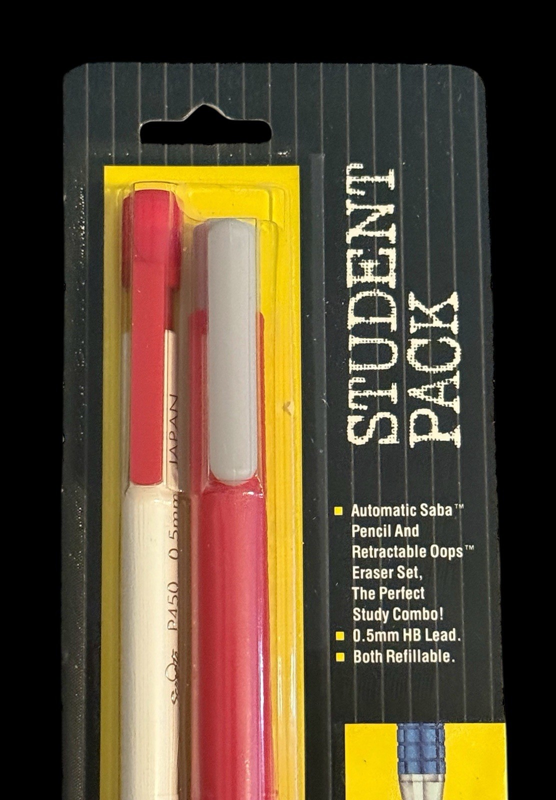 Vintage 1991 Scripto Student Mechanical Pencil & Eraser Set .5mm Lead Red NOS