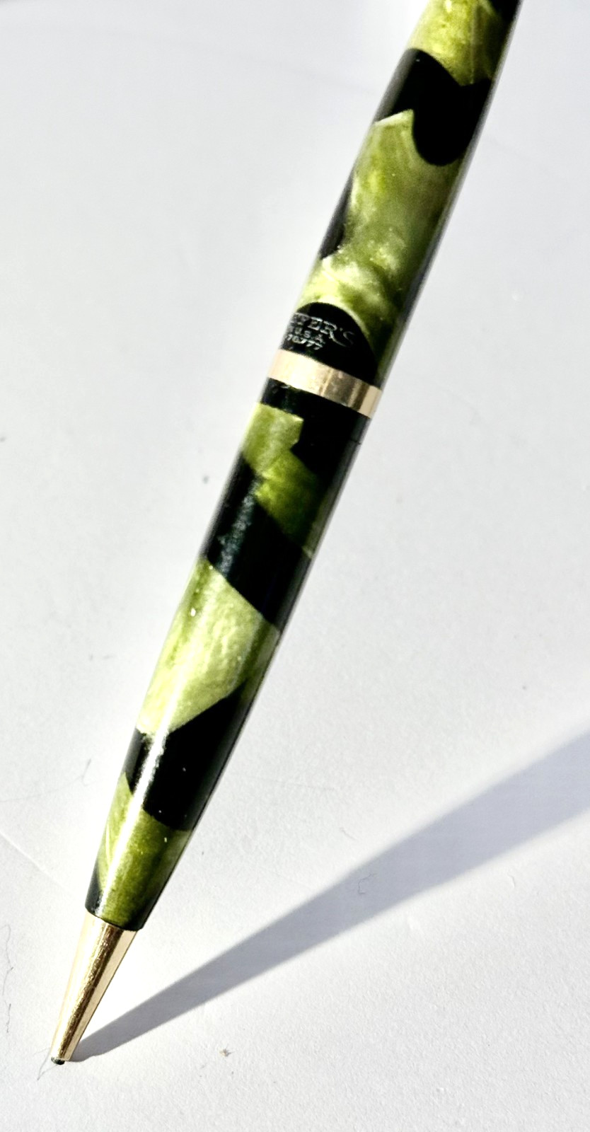 Vintage 1930’s Sheaffer Balance Ring Top Mechanical Pencil Blk/Grn Celluloid