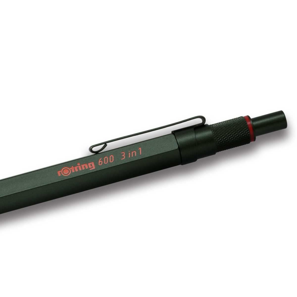 Rotring 600 3 In 1 Multi Pen Camouflage Green Ballpoint Pencil Mechanical 0.5Mm