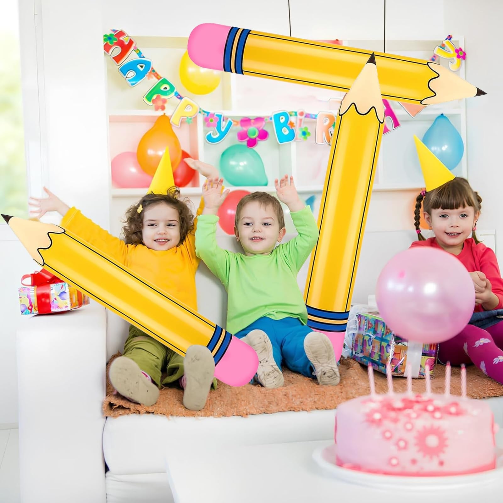 Large Pencil Balloons 27’’ Inflatable Pencil Back to Decorations Giant Yellow…