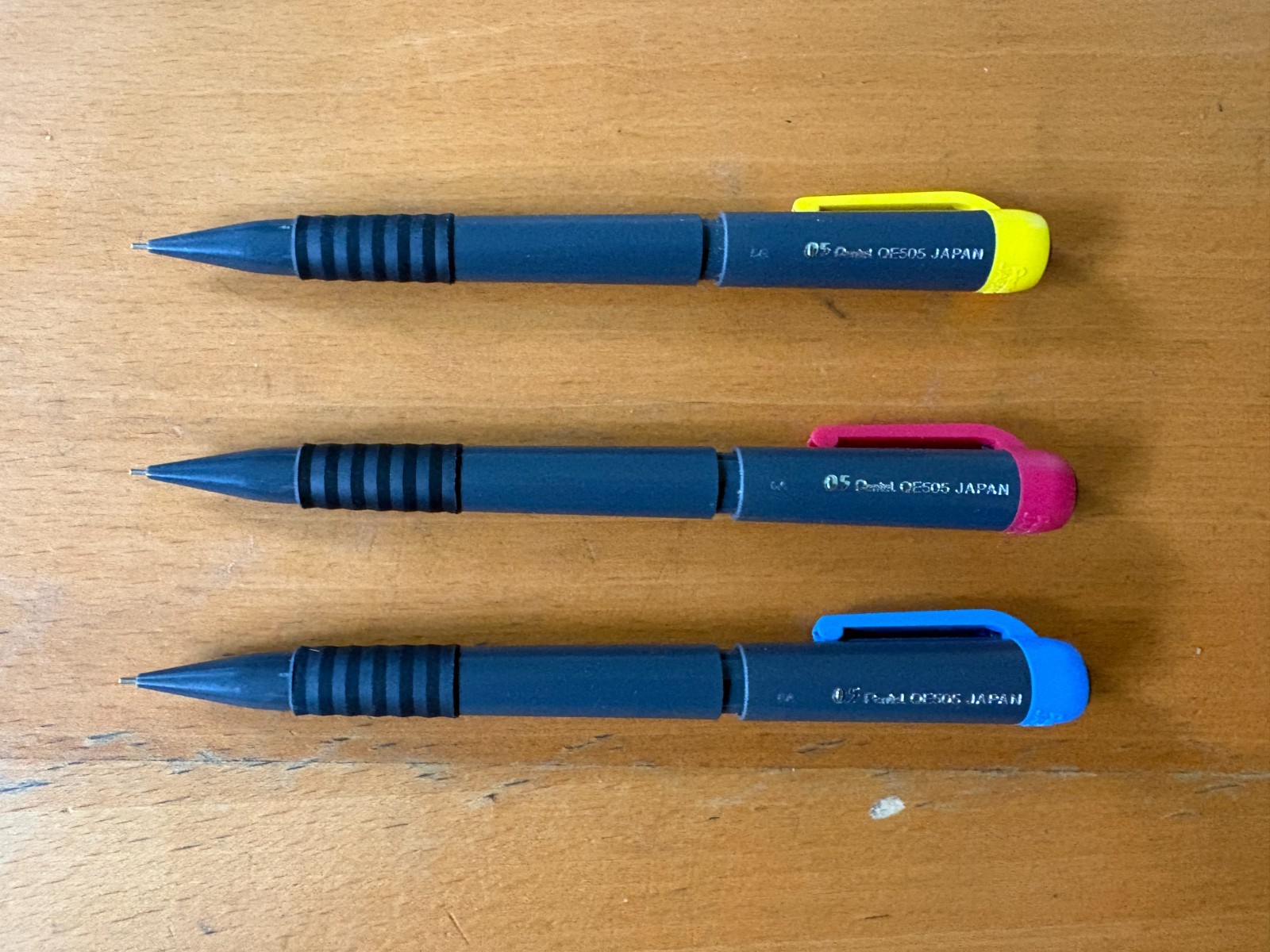 BRAND NEW Pentel QE505 mechanical pencil set (Blue, Yellow, Red) 0.5mm Japan