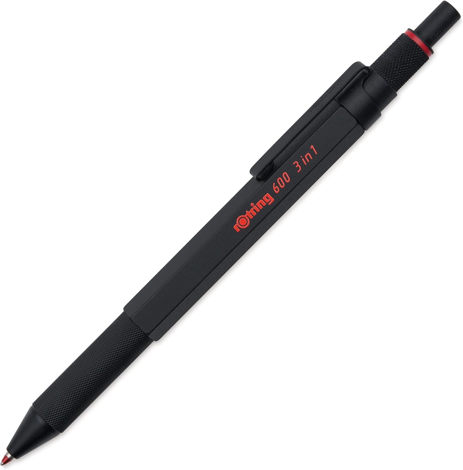 Rotring 600 3-in-1 Multicolor Pen and Mechanical Pencil Led Black Barrel Brass