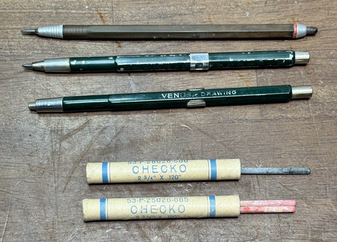 Vintage Lot Of 3 Mechanical Drafting Pencil Venus Drafting