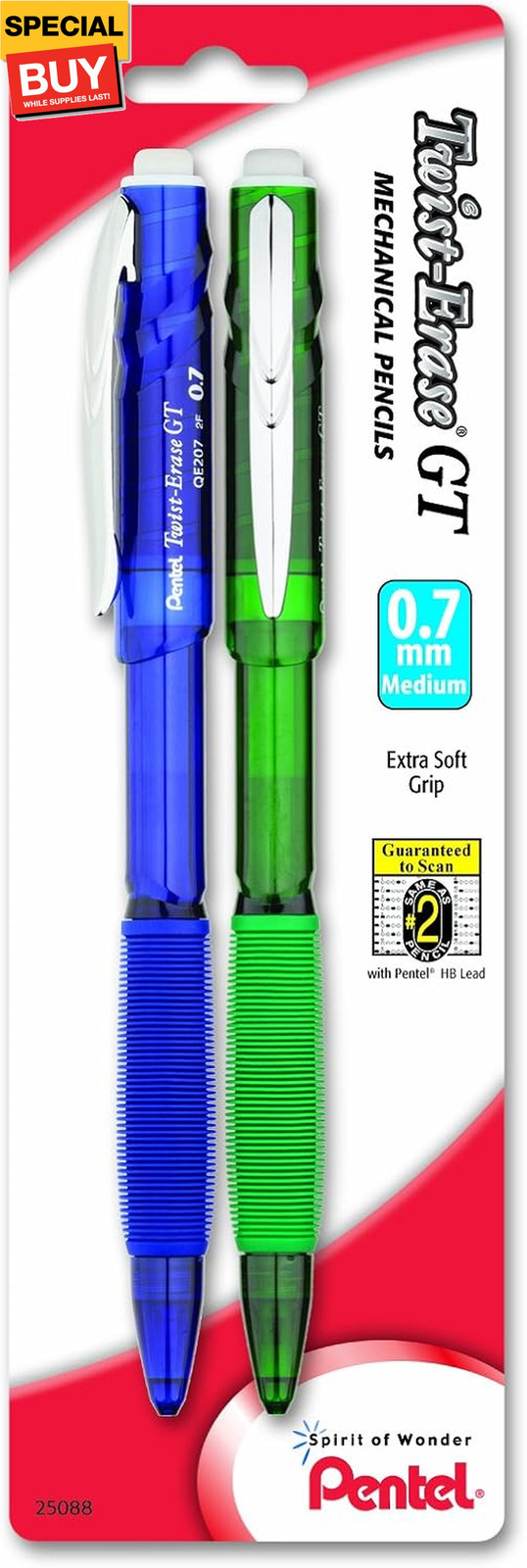 Twist-Erase GT (0.7mm) Mechanical Pencil, Assorted Barrel Colors, Color May Vary