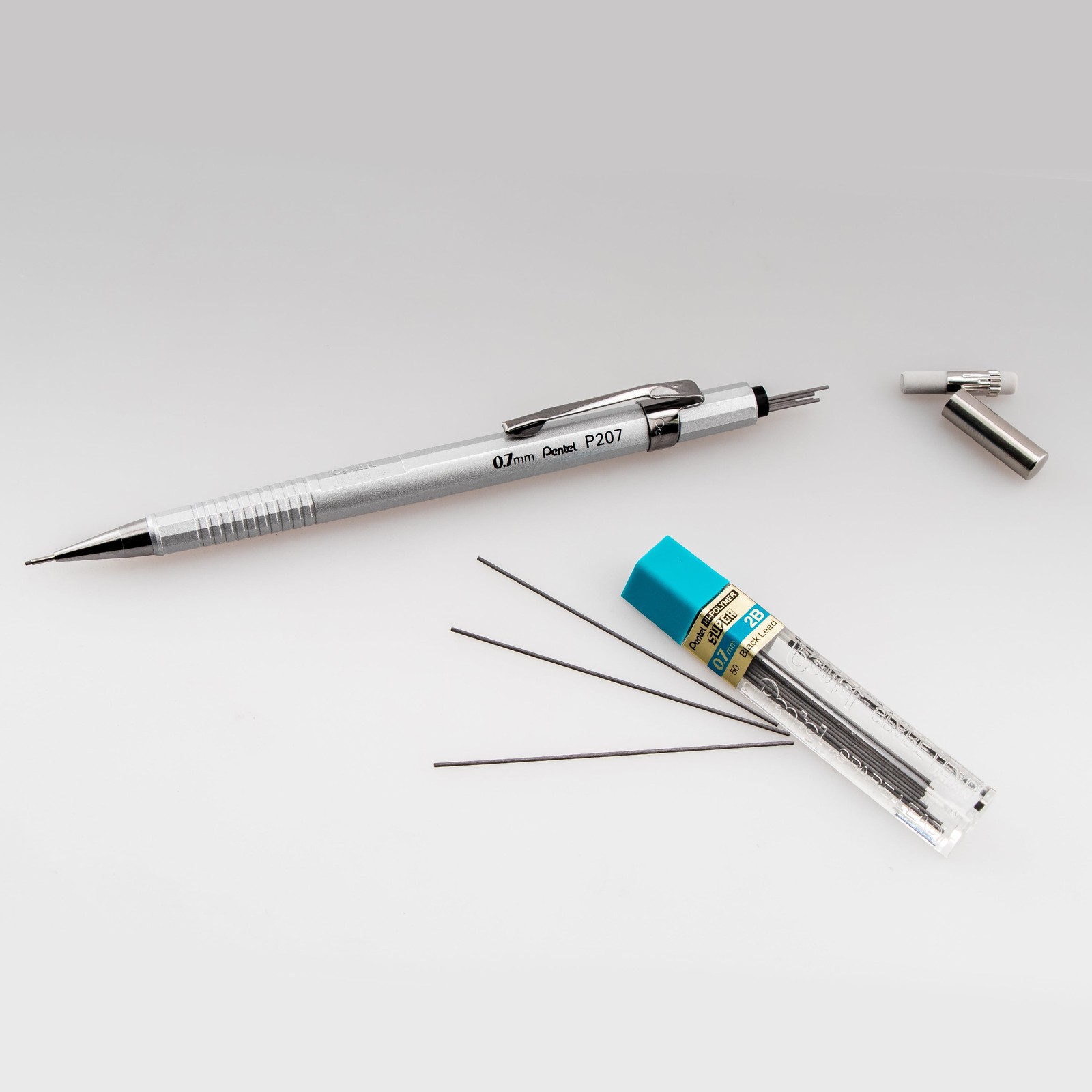 Pentel Sharp Metallic Mechanical Pencil, .5mm with Lead and Erasers