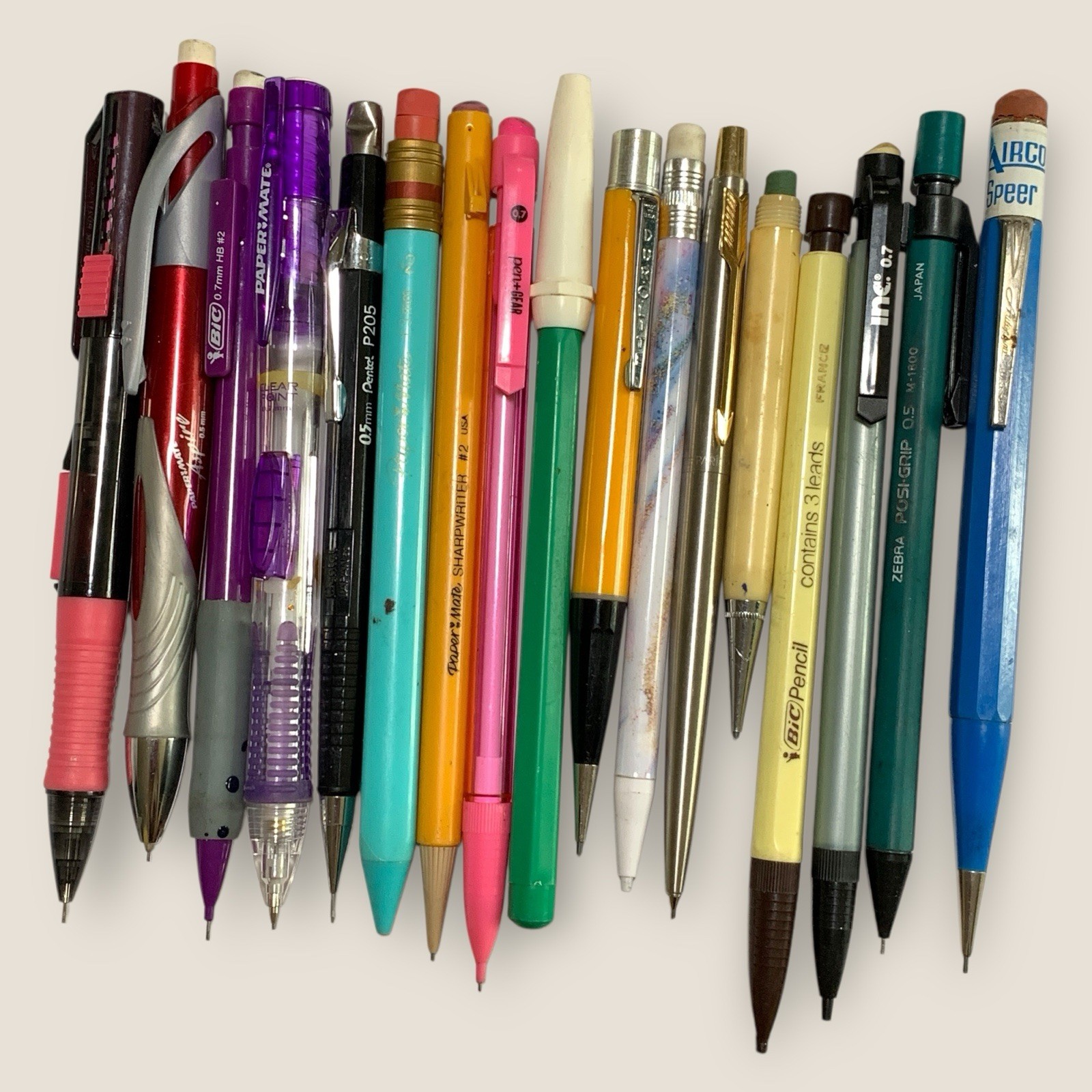 Vintage Mechanical Pencil Lot Erasers Leads Zebra Pentel Papermate Bic Parker