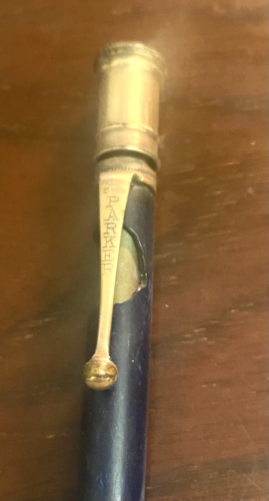 ANTIQUE PARKER DUOFOLD MECHANICAL PENCIL, GOLD PLATED PARTS, BLACK BARREL, c1920