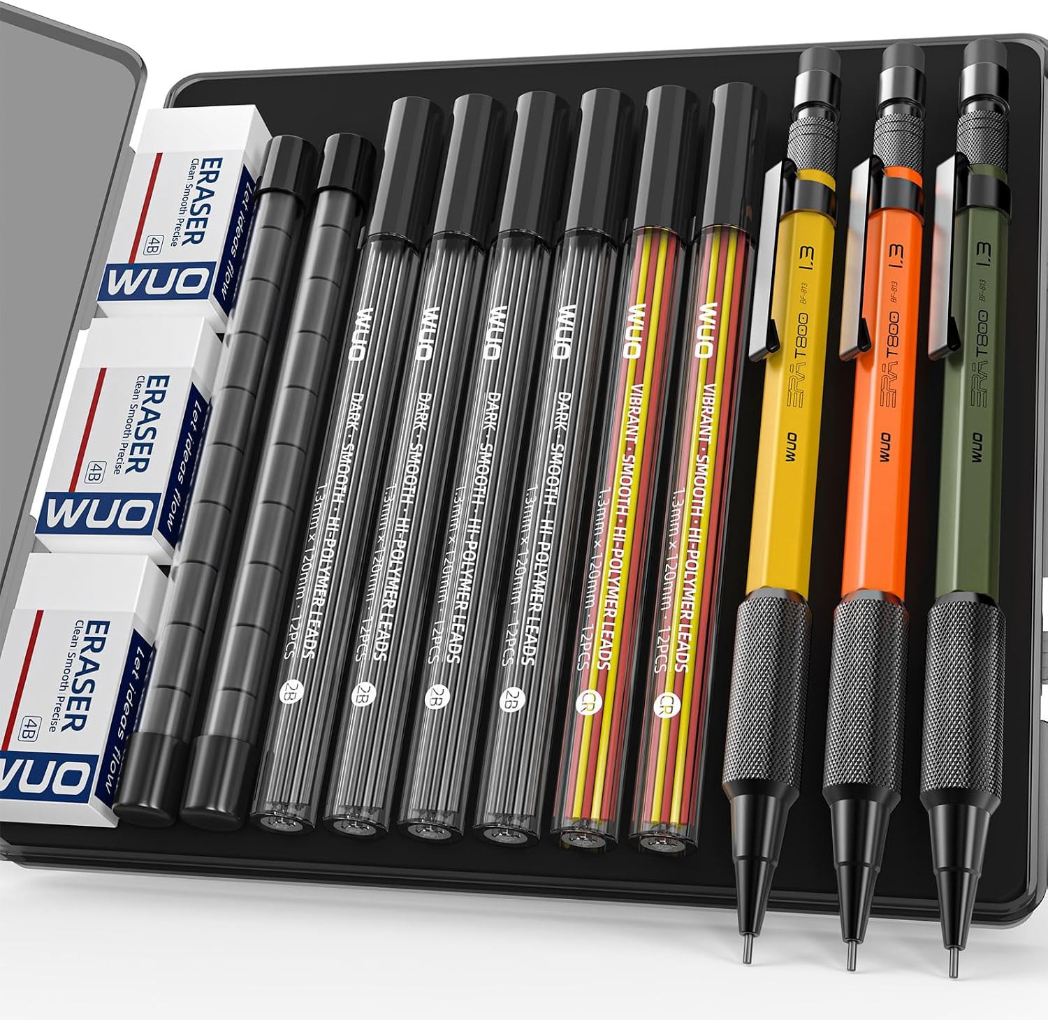 1.3Mm Mechanical Pencil Set, 3 Pack Heavy Duty Metal Mechanical Carpenter Pencil