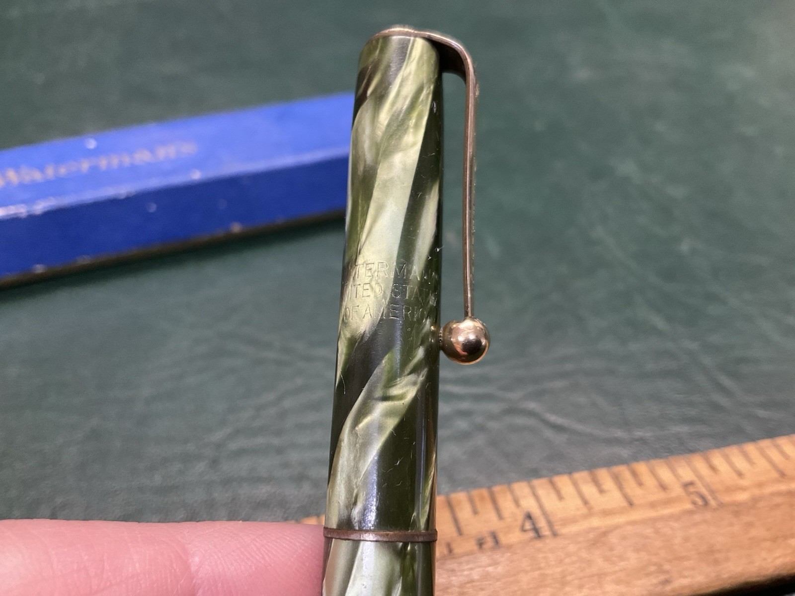 Vintage Waterman’s Mechanical Pencil Green Marble in Box