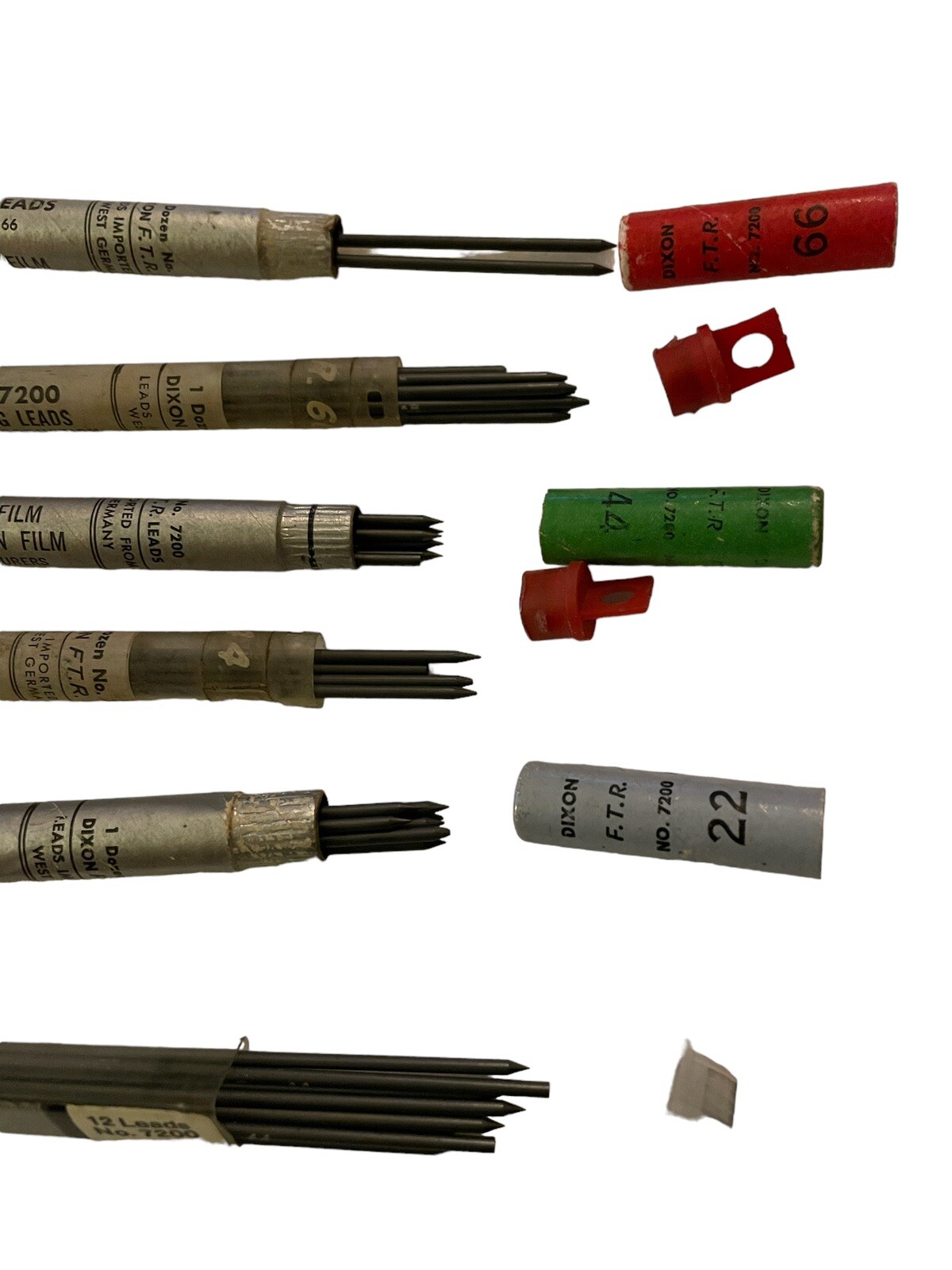 Vintage Dixon 7200 Mechanical Pencil Lead Lot Of 6 Open Tubes Film Tracing