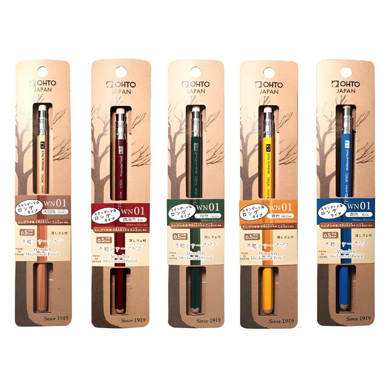 OHTO WN01SP5GN 0.5mm Wooden Mechanical Pencil Green Incense Cedar Barrel