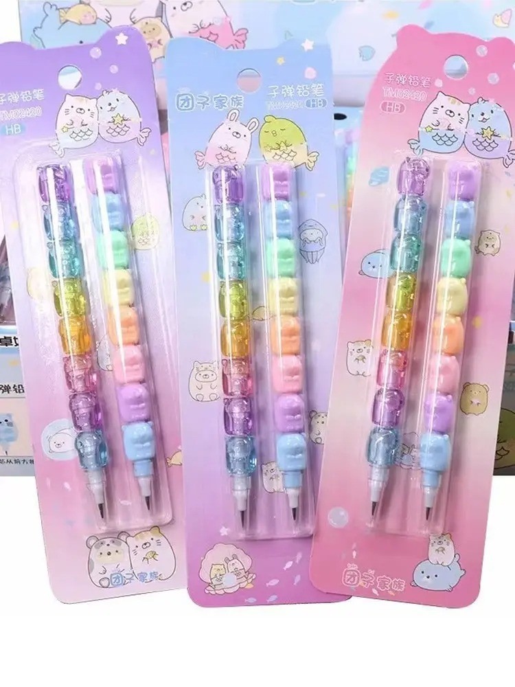 2PCS Cute Bear Mechanical Pencils Student Writing Pen Set