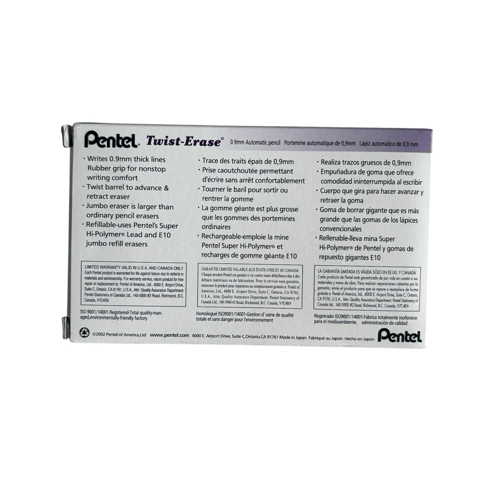 Twist-Erase Mechanical Pencil, (0.9Mm), Violet Barrel, Box of 12 (QE519V)